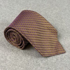 Vintage Garrick Anderson Purple Gold Geometric Silk Necktie Mens Tie 58x3.9"